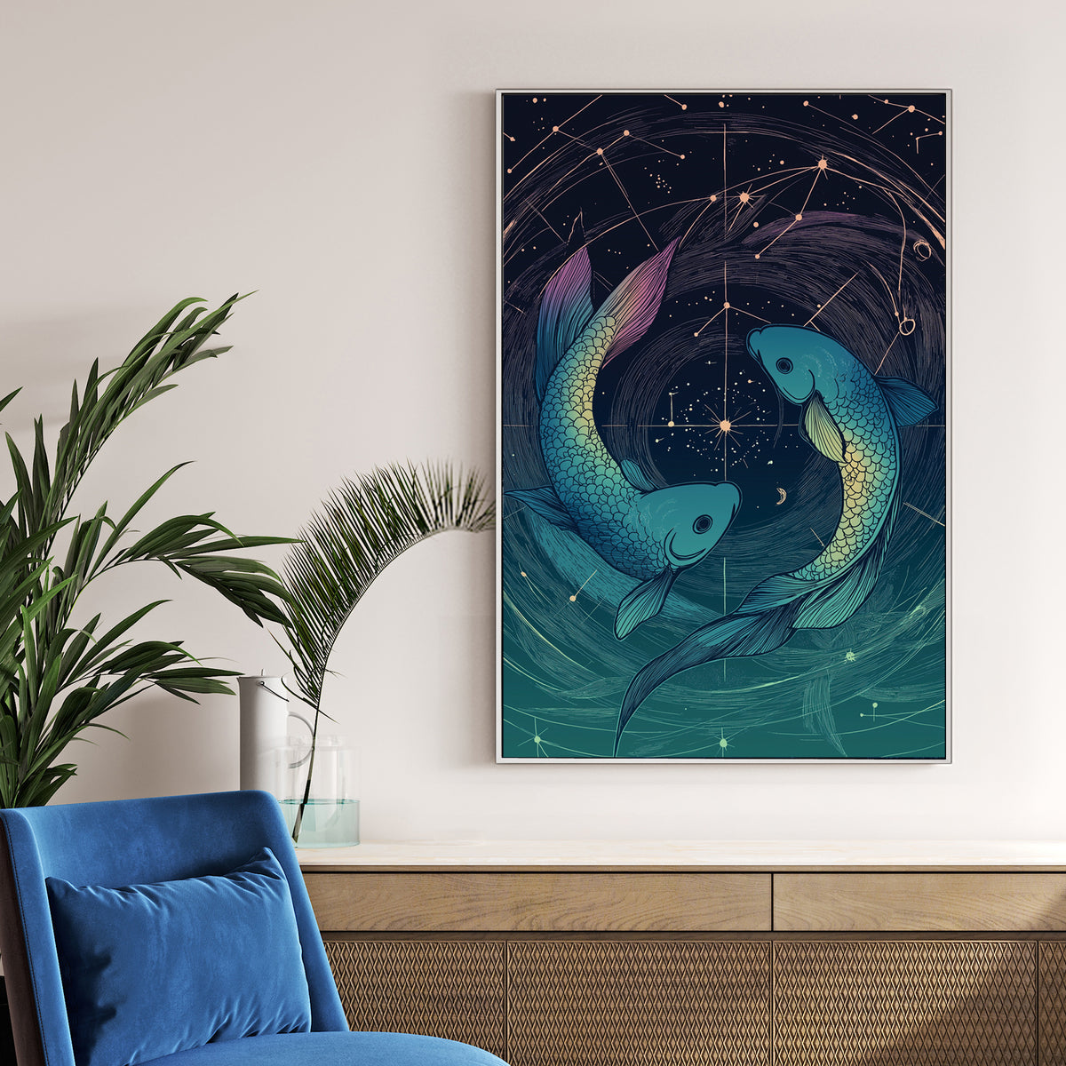pisces zodiac constellation fish wall art