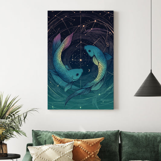 pisces zodiac constellation fish wall art
