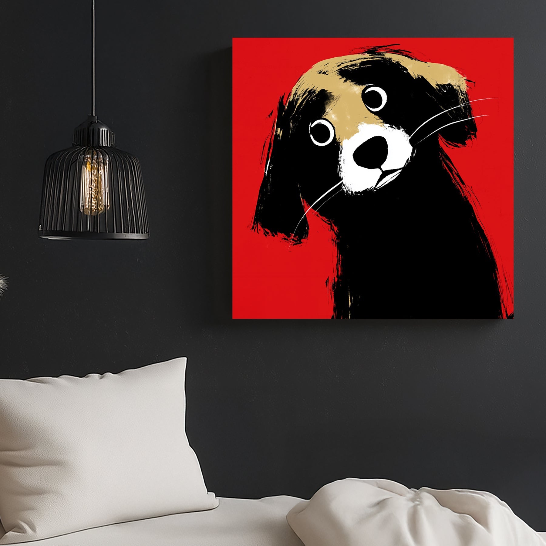 playful dog illustration wall art