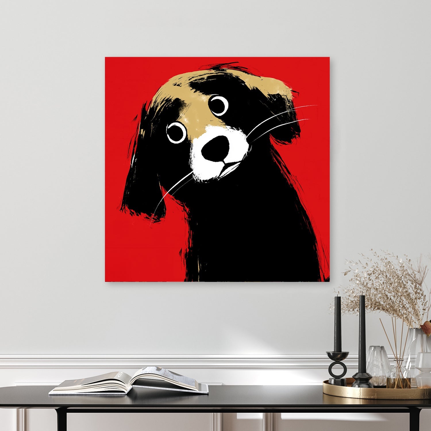 playful dog illustration wall art