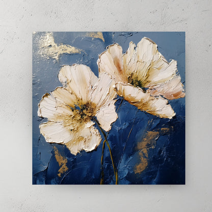 floral wall art with navy background