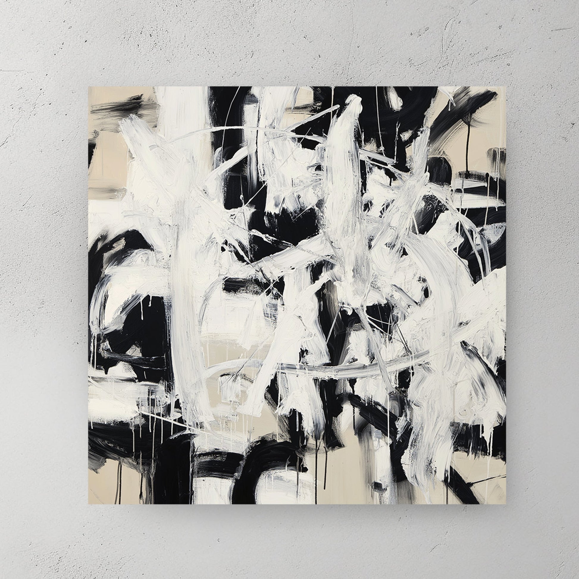 abstract monochrome black and white wall art