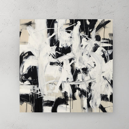 abstract monochrome black and white wall art