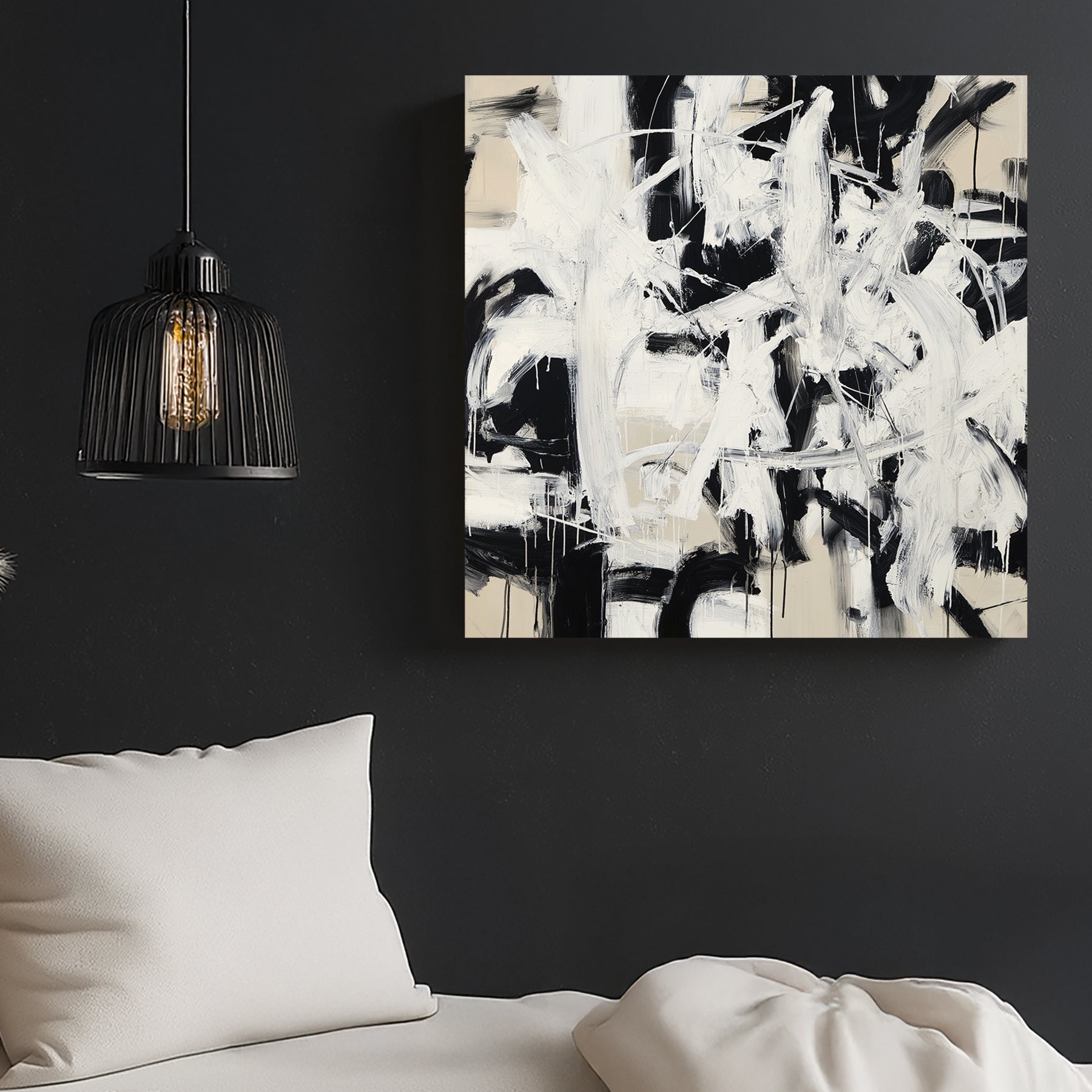 abstract monochrome black and white wall art
