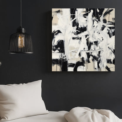abstract monochrome black and white wall art