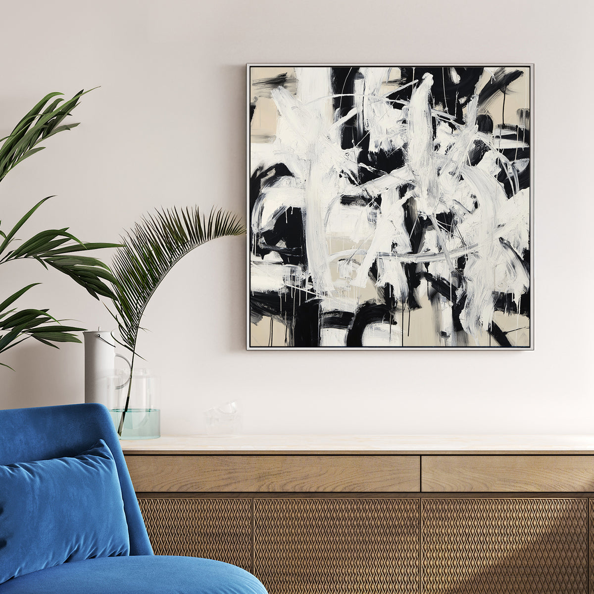 abstract monochrome black and white wall art