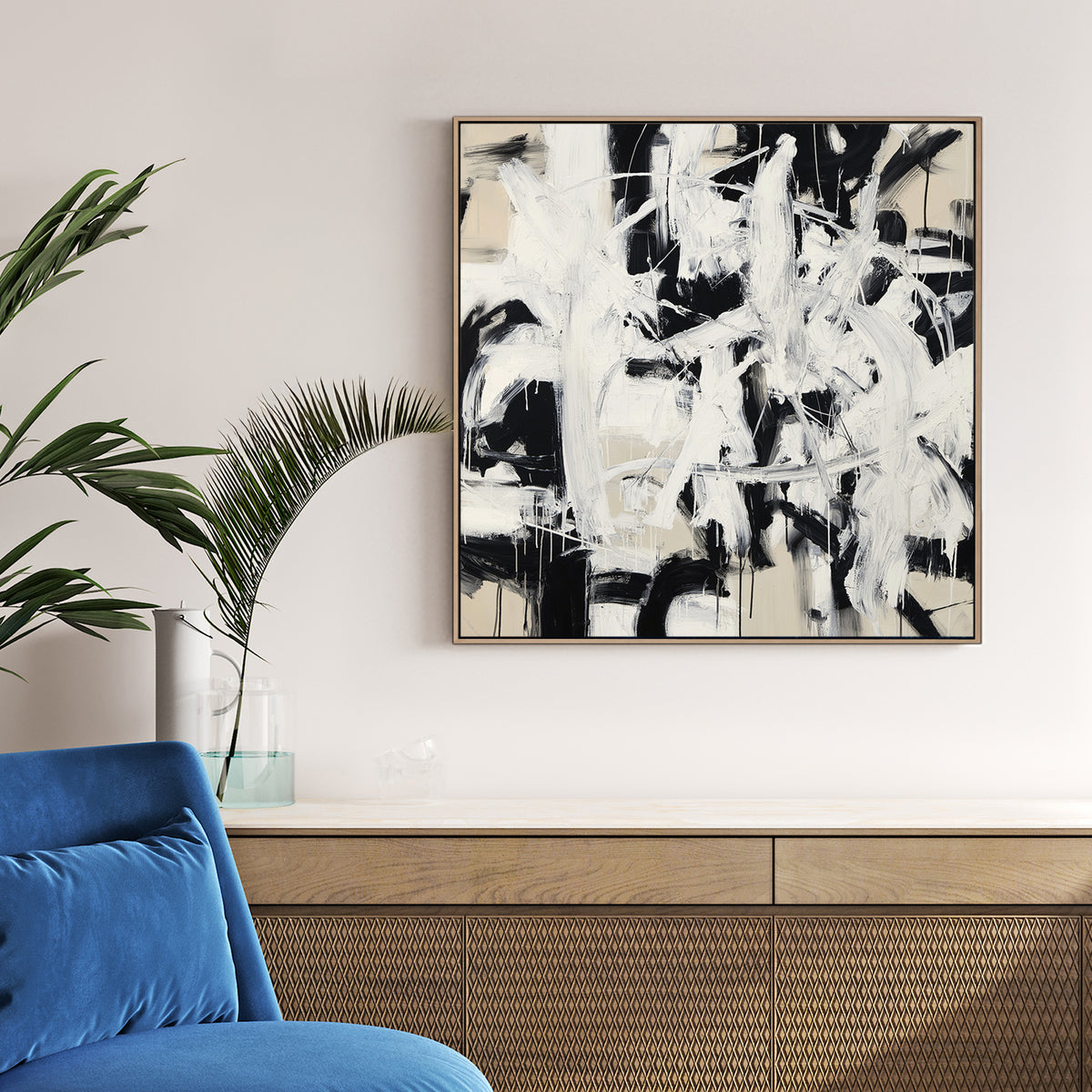 abstract monochrome black and white wall art