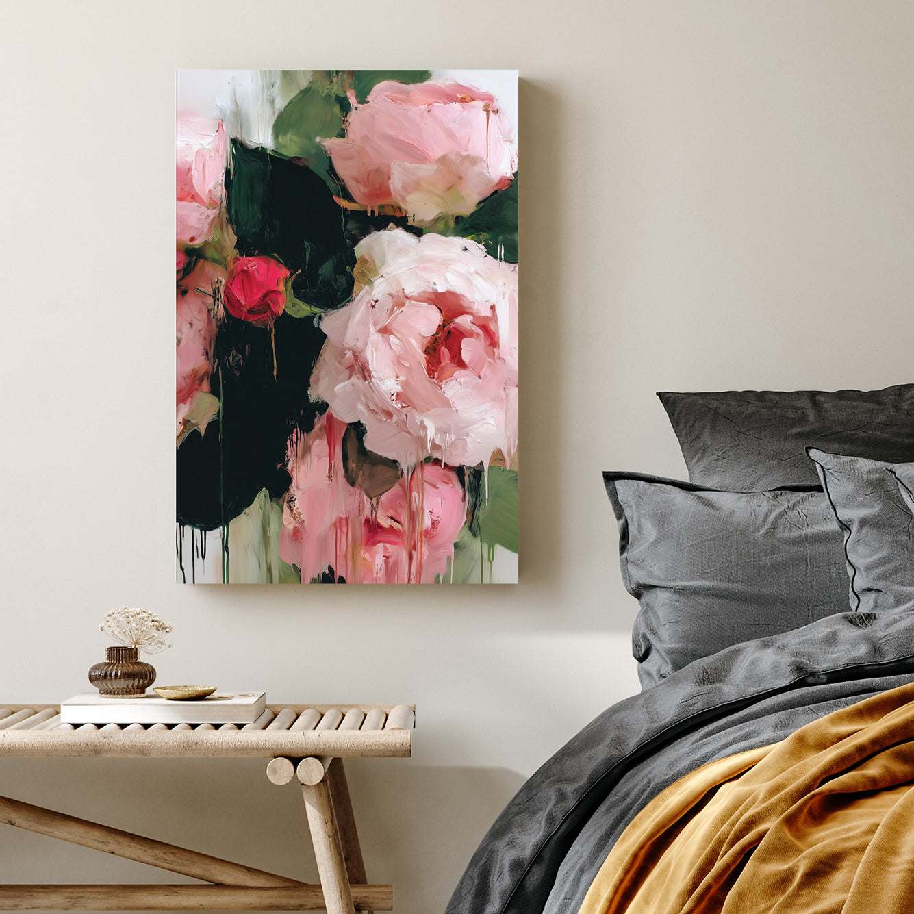 pink roses abstract wall art