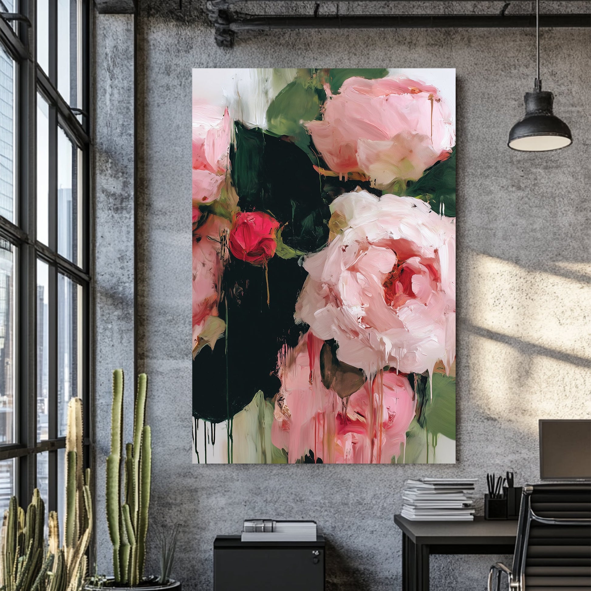 pink roses abstract wall art