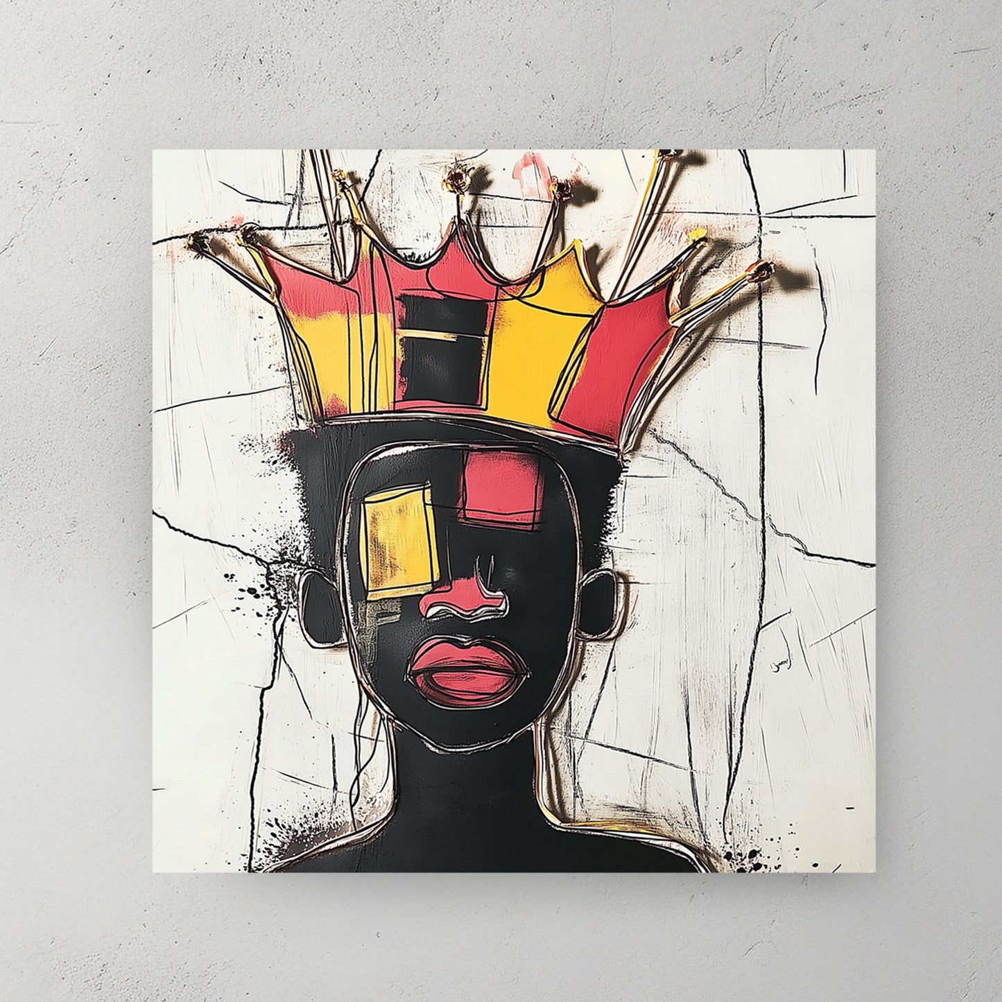 crowned abstract portrait wall art