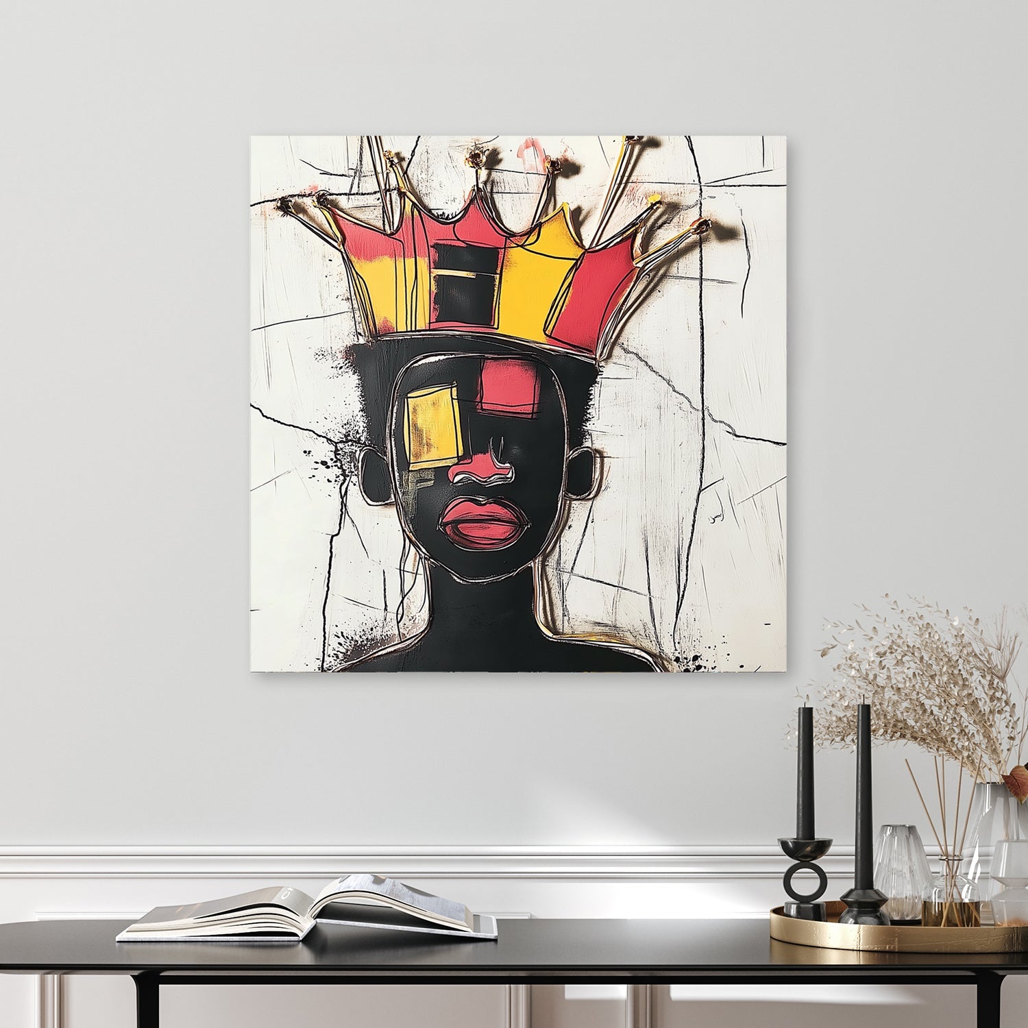 crowned abstract portrait wall art