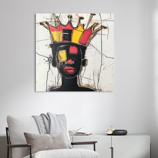 crowned abstract portrait wall art