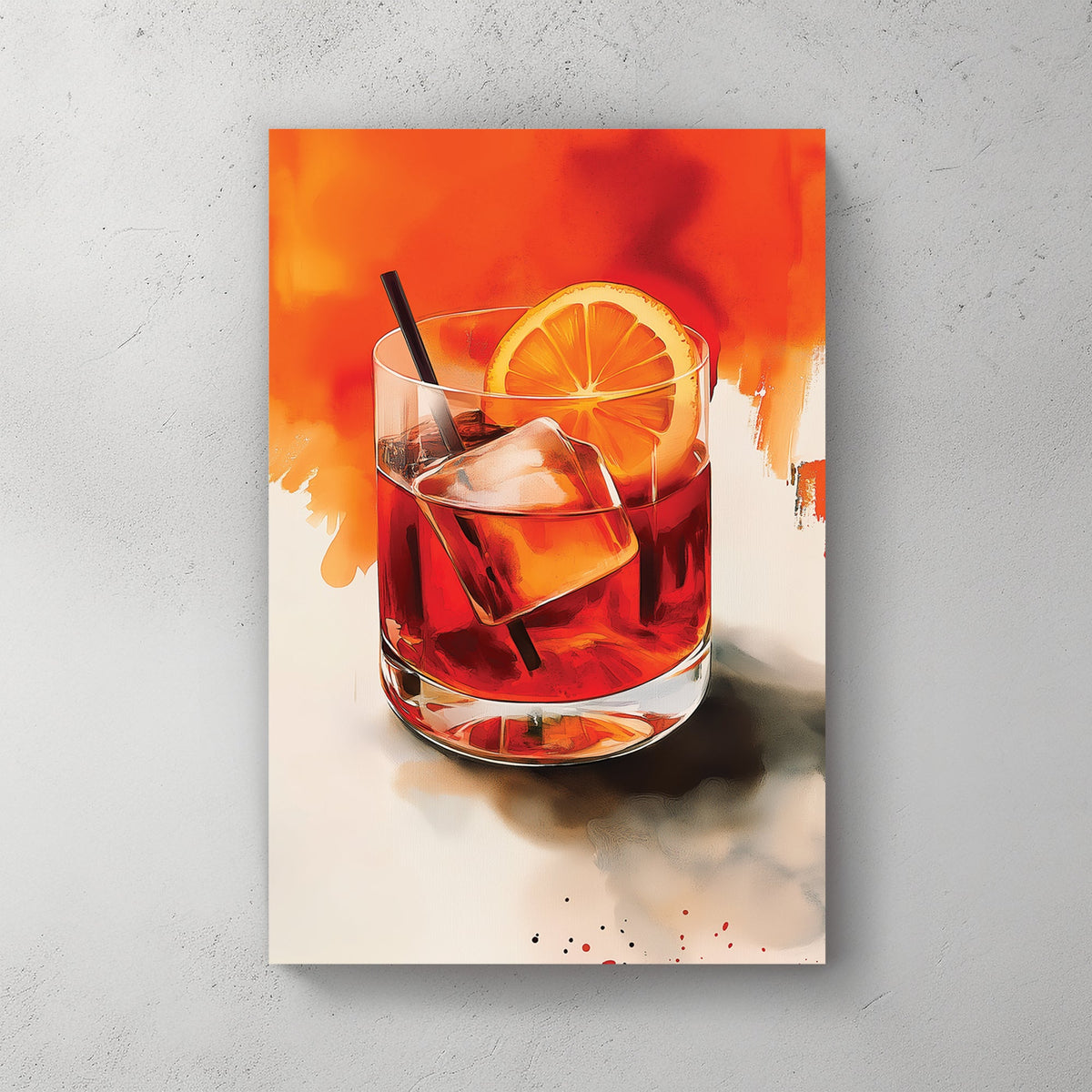 cocktail with orange slice and ice wall art