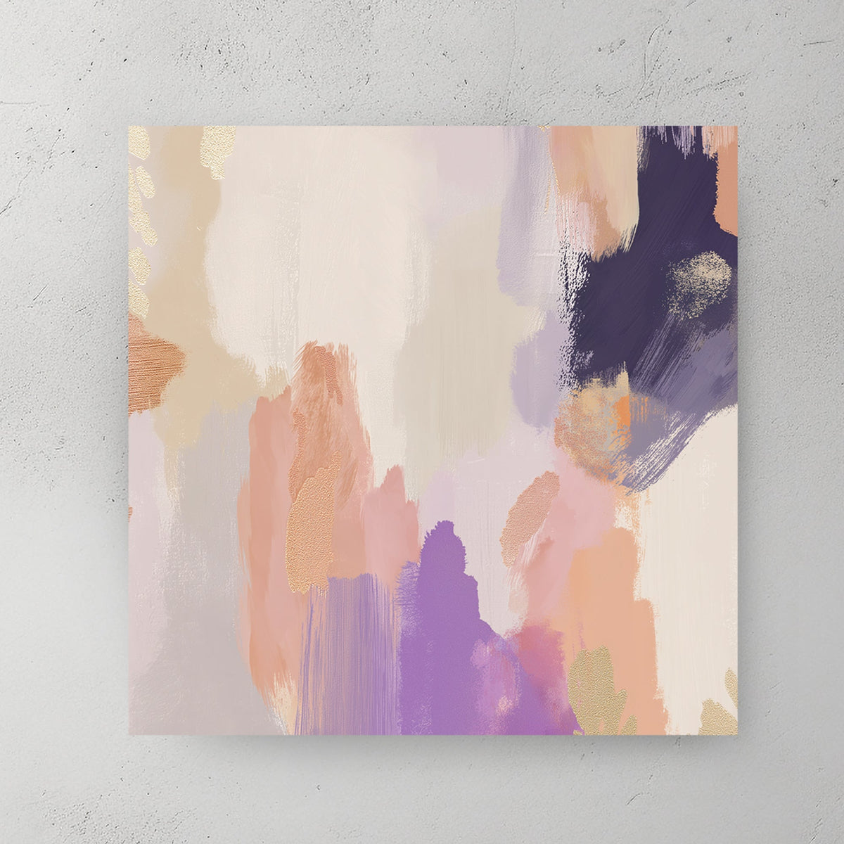 abstract pastel brushstrokes wall art in blush and lilac tones