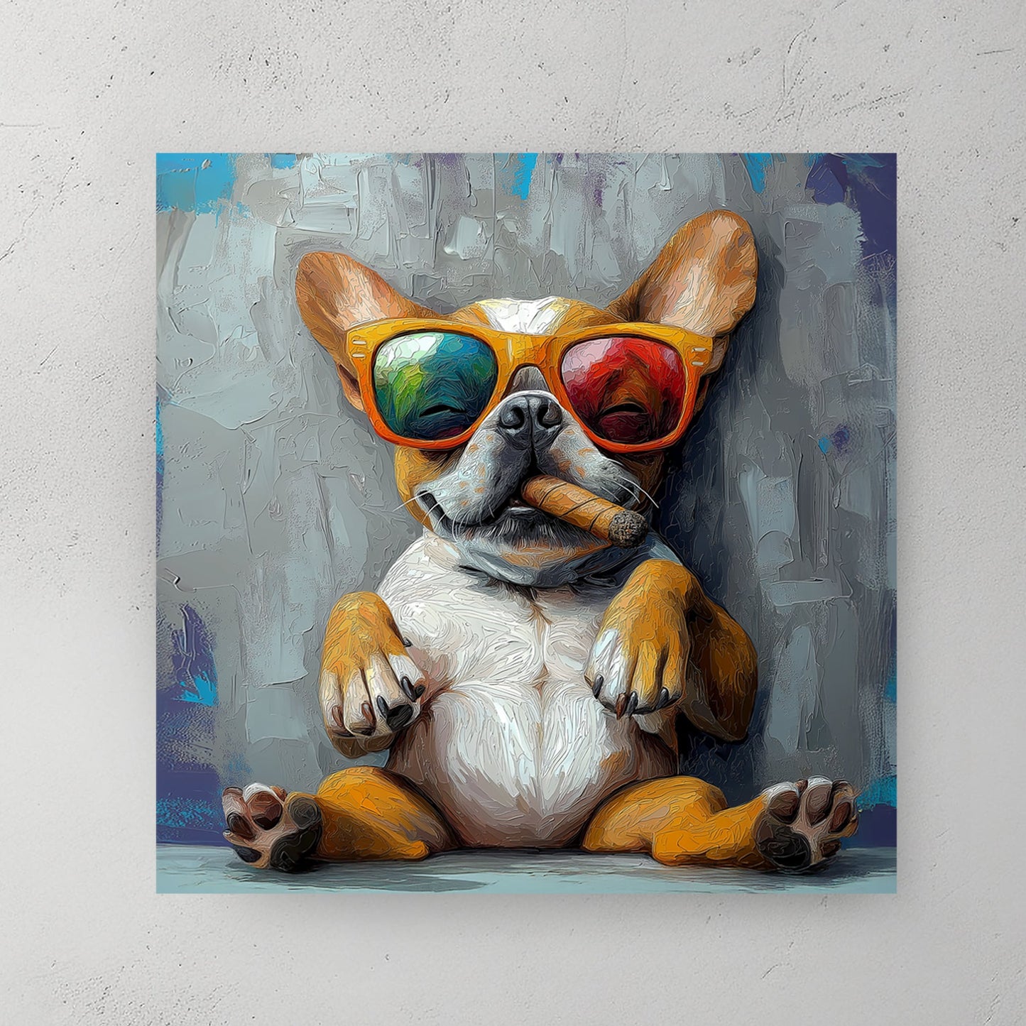 french bulldog with sunglasses cigar wall art