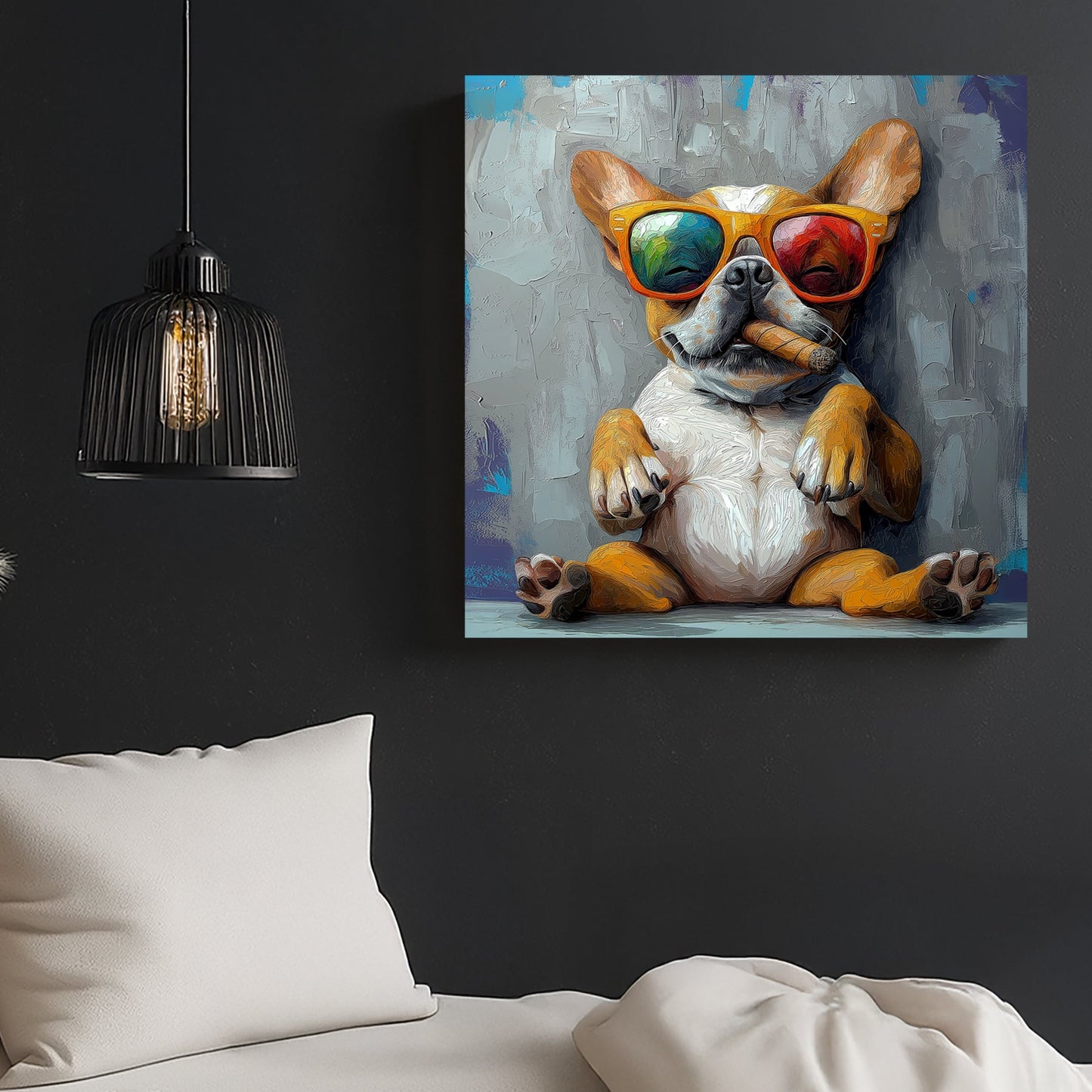 french bulldog with sunglasses cigar wall art