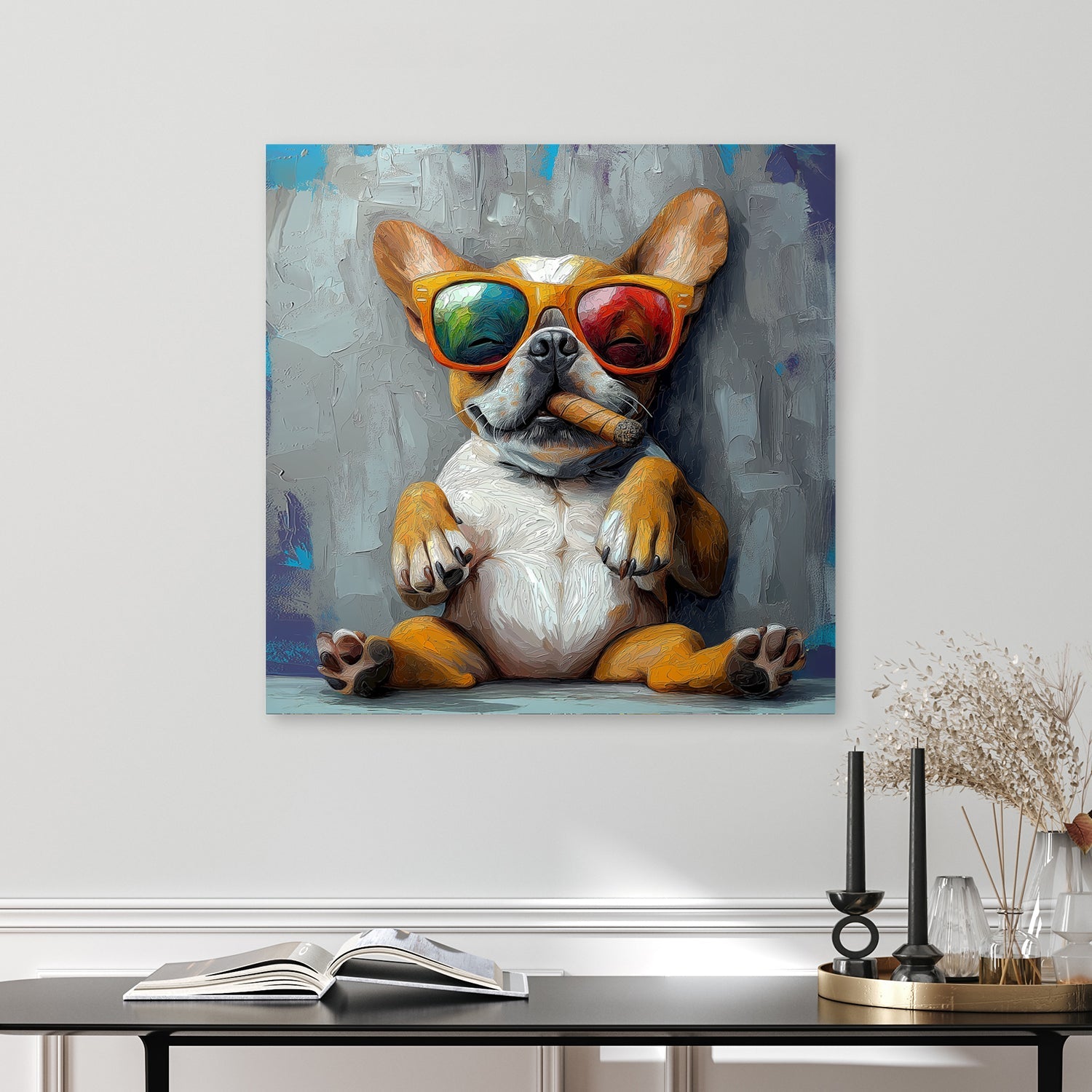 french bulldog with sunglasses cigar wall art