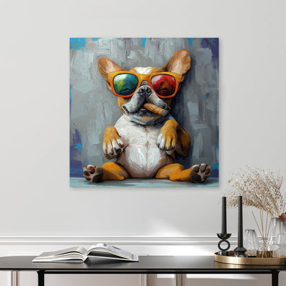 french bulldog with sunglasses cigar wall art