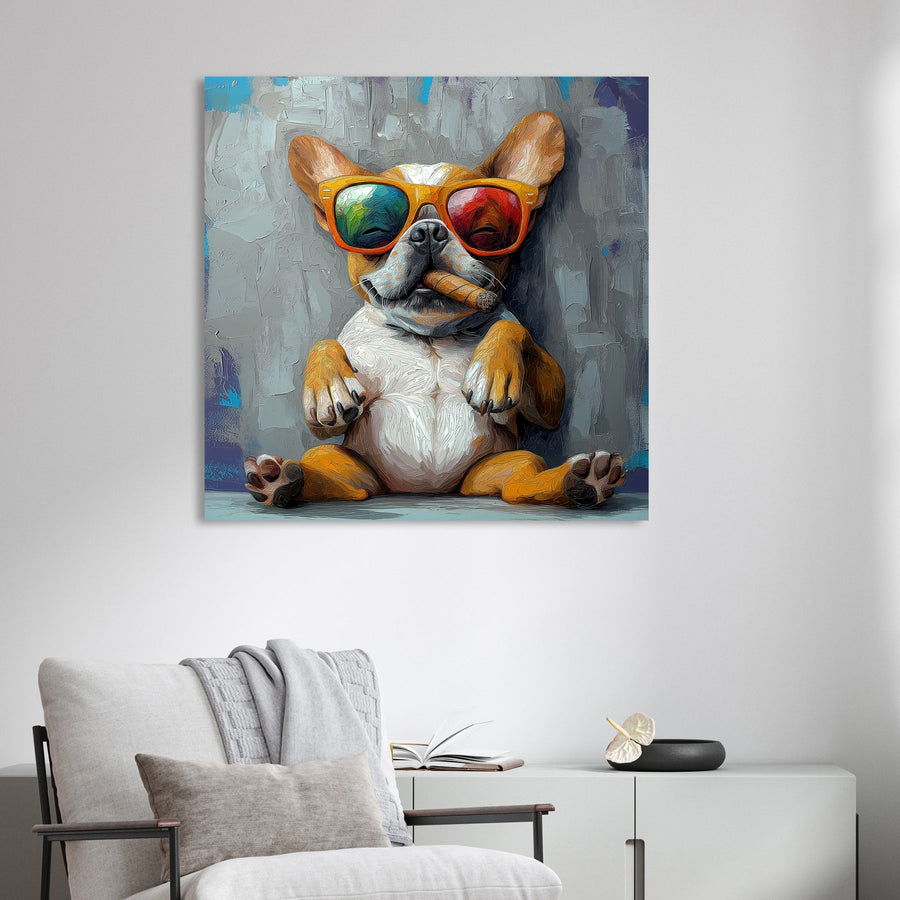 french bulldog with sunglasses cigar wall art