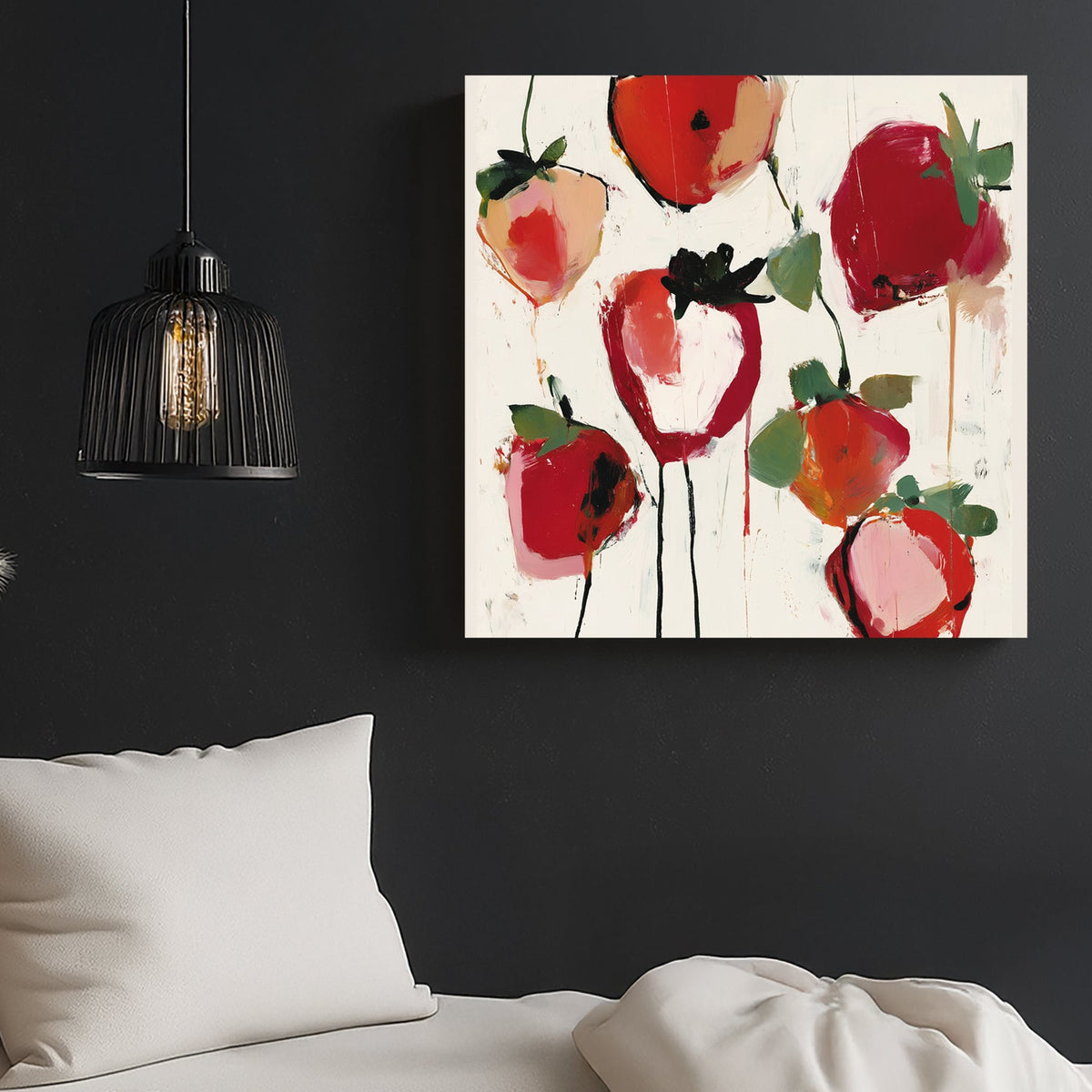 vibrant strawberry wall art
