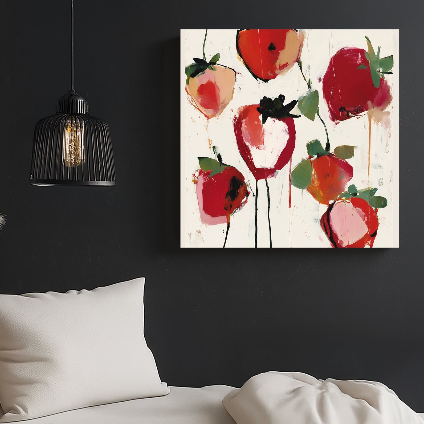 vibrant strawberry wall art