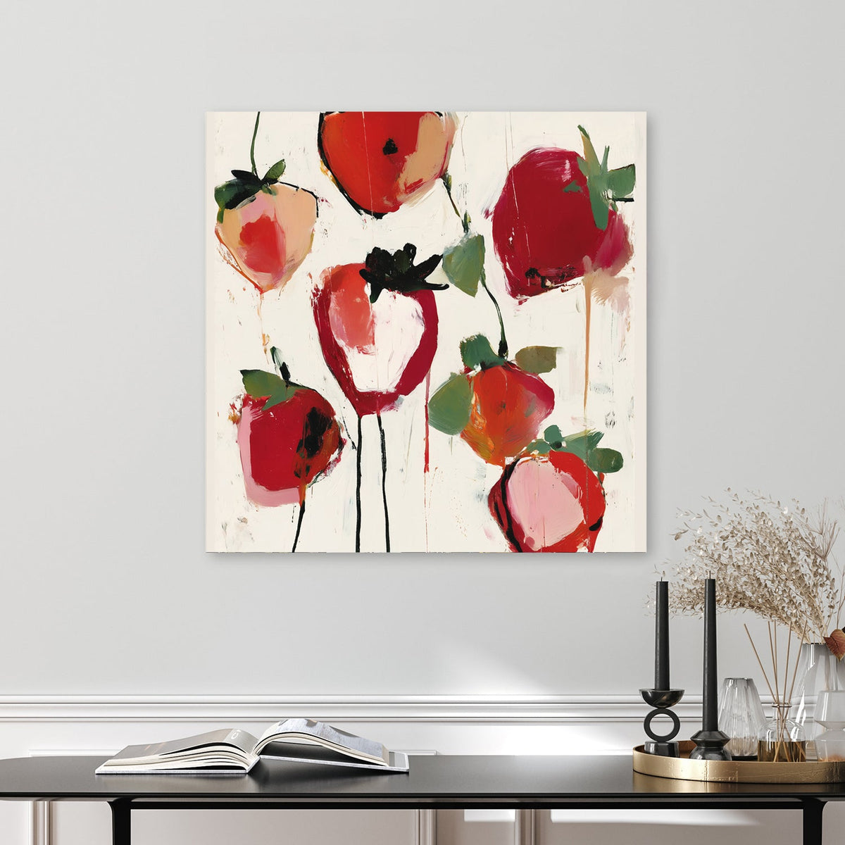 vibrant strawberry wall art