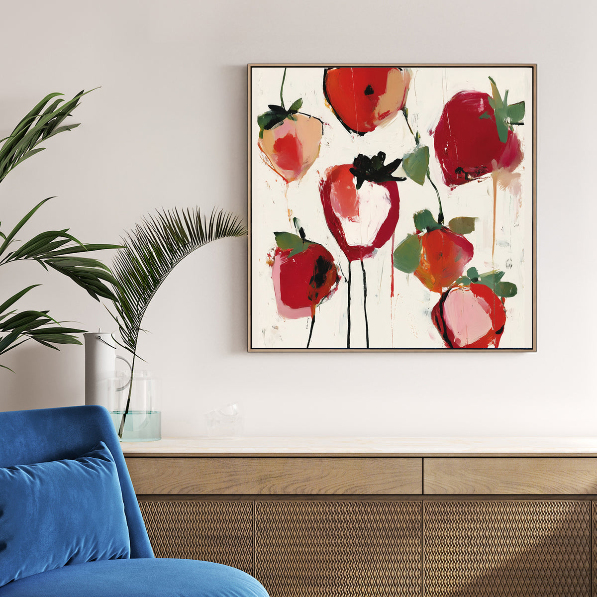vibrant strawberry wall art