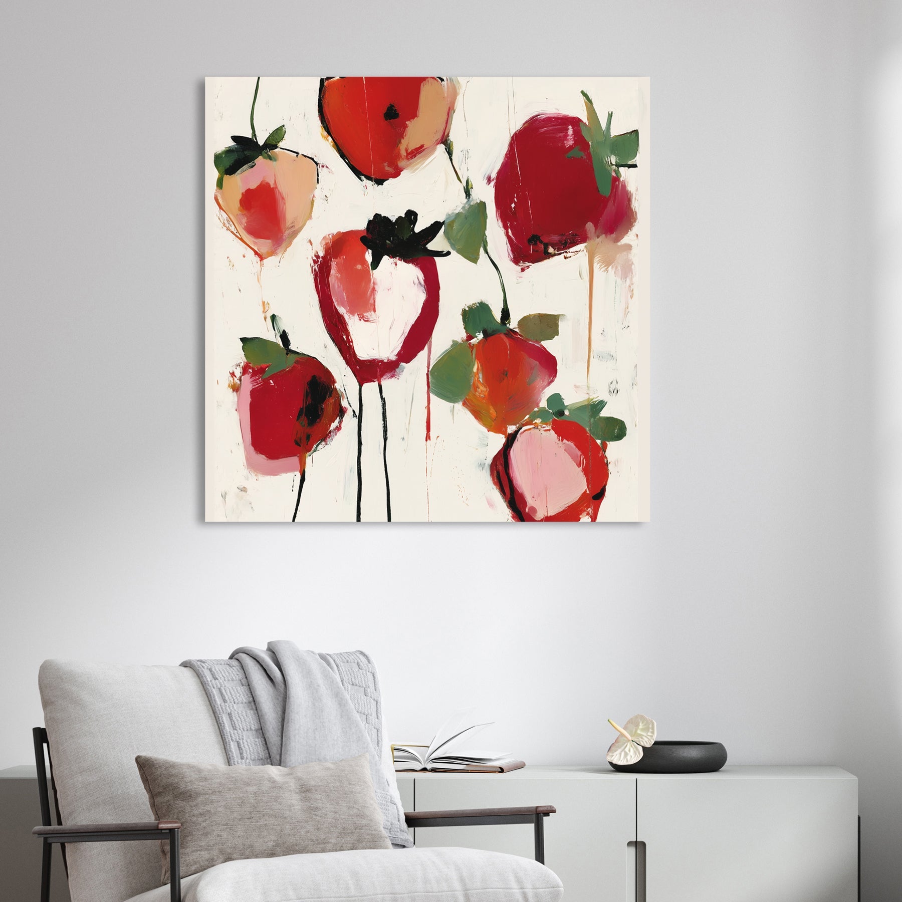 vibrant strawberry wall art