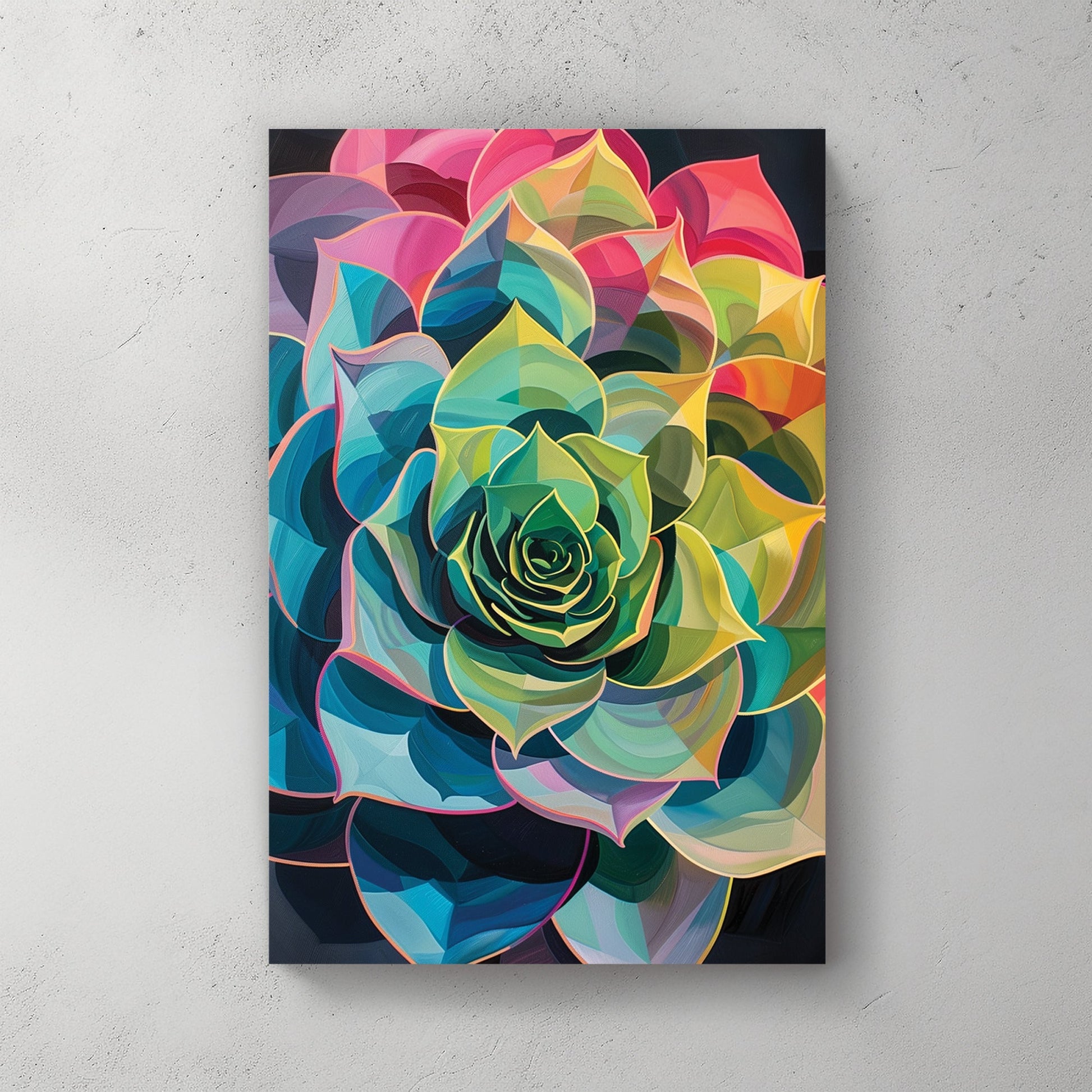 multicolour succulent flower wall art