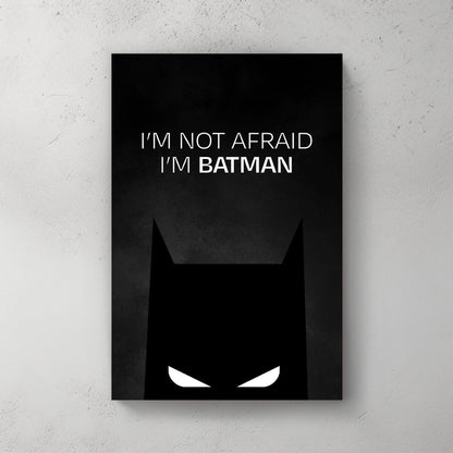 Bold Batman silhouette wall art with “I’m Not Afraid I’m Batman” quote