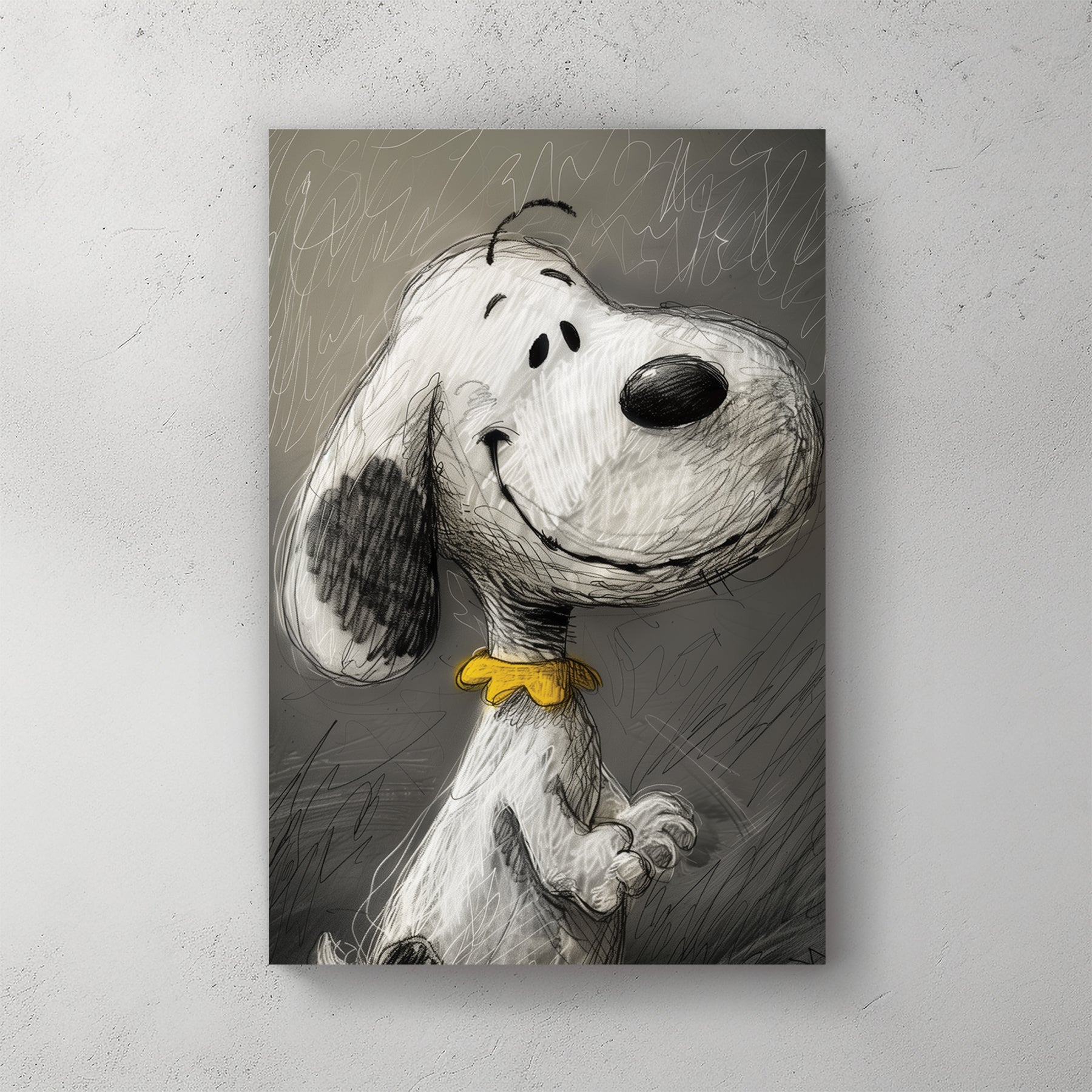Snoopy sketch wall art with expressive smile
