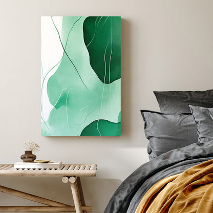 minimalist green abstract art with flowing organic shapes