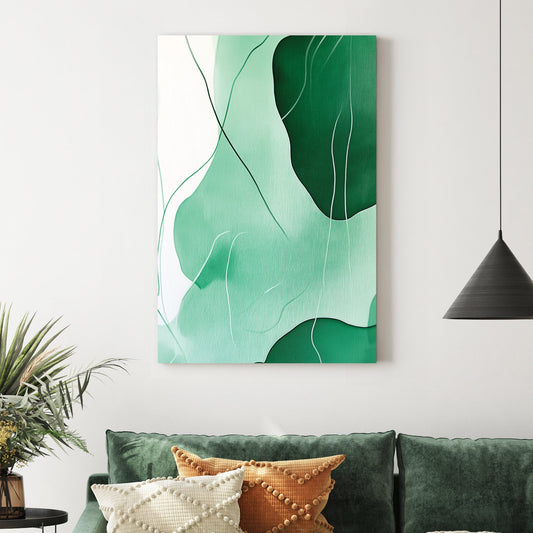 minimalist green abstract art with flowing organic shapes