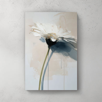 white flower painting with textured brush strokes and soft neutral tones