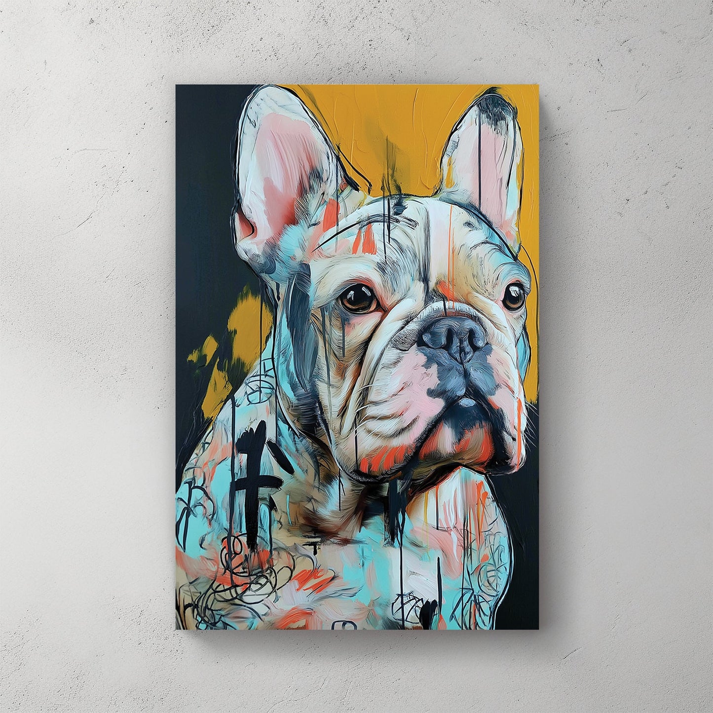 graffiti style french bulldog wall art