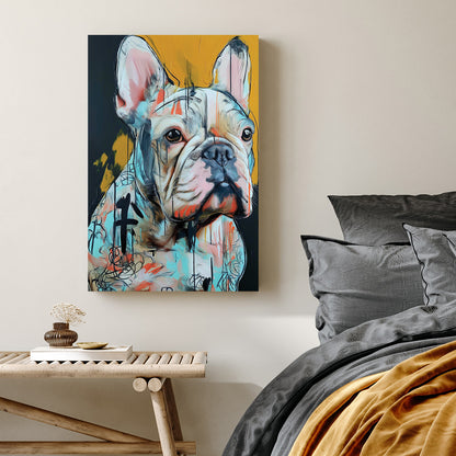 graffiti style french bulldog wall art