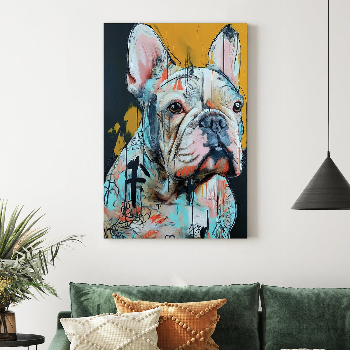 graffiti style french bulldog wall art