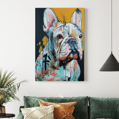 graffiti style french bulldog wall art