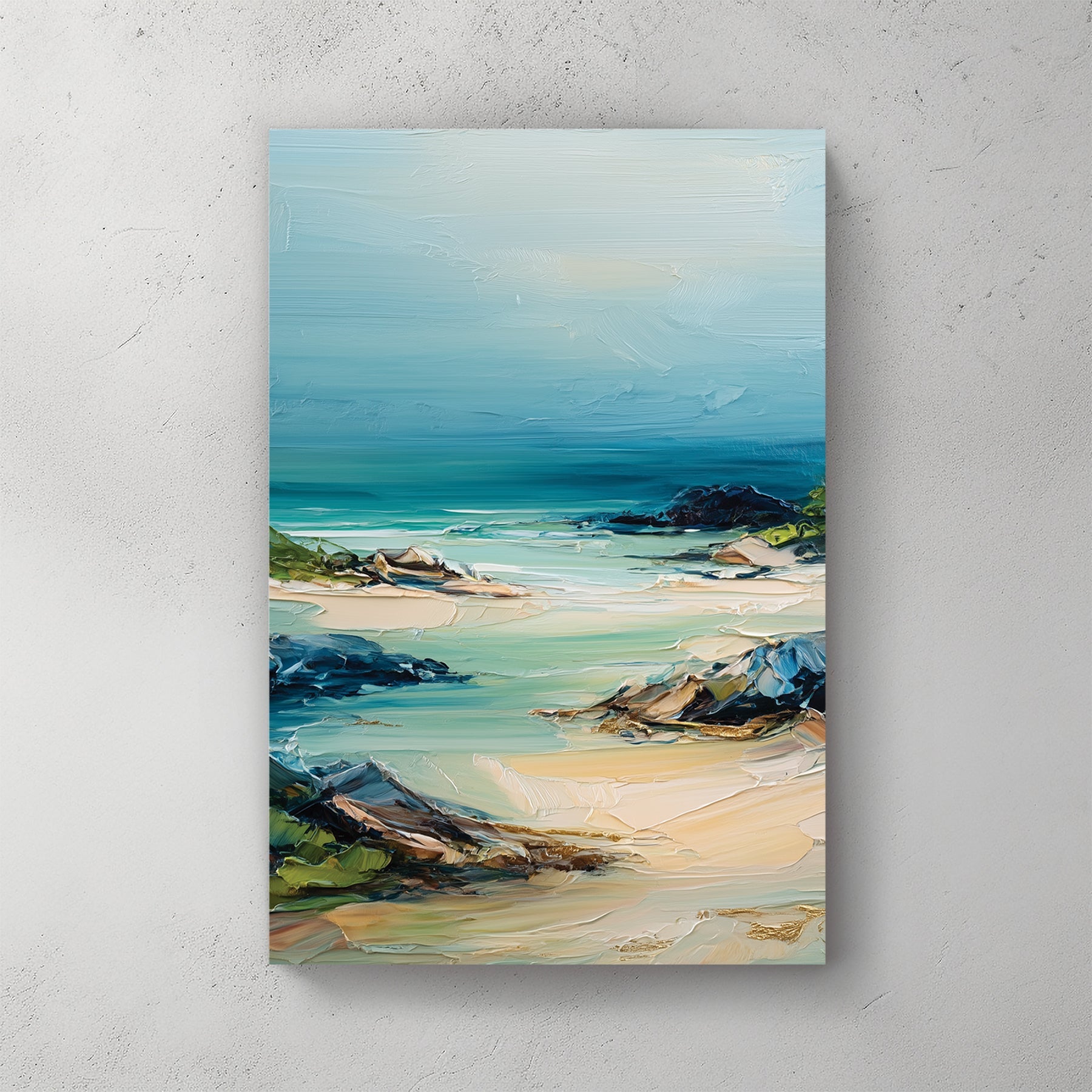 textured beach coast wall art painting