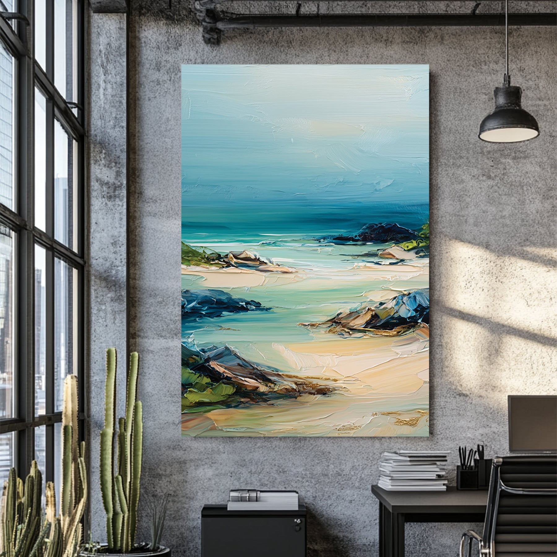 textured beach coast wall art painting