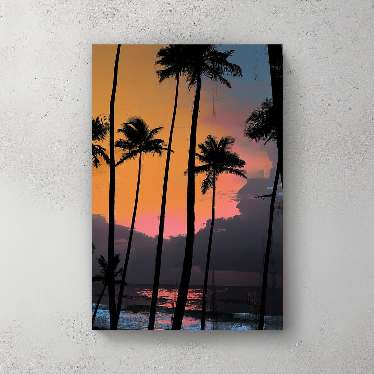 tropical sunset palm trees wall art