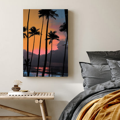 tropical sunset palm trees wall art