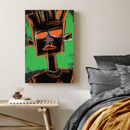 basquiat inspired abstract portrait wall art