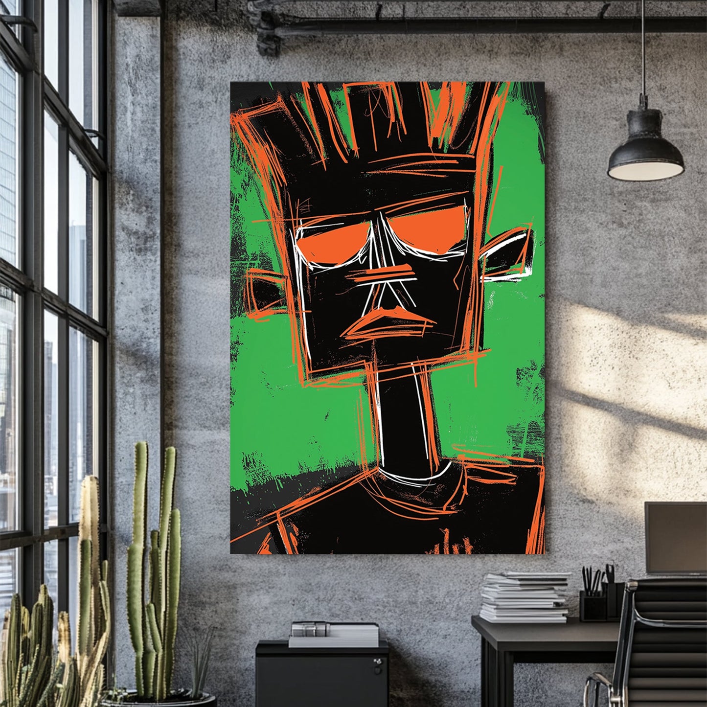 basquiat inspired abstract portrait wall art