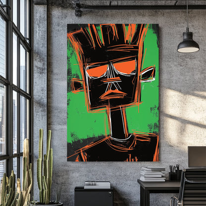 basquiat inspired abstract portrait wall art
