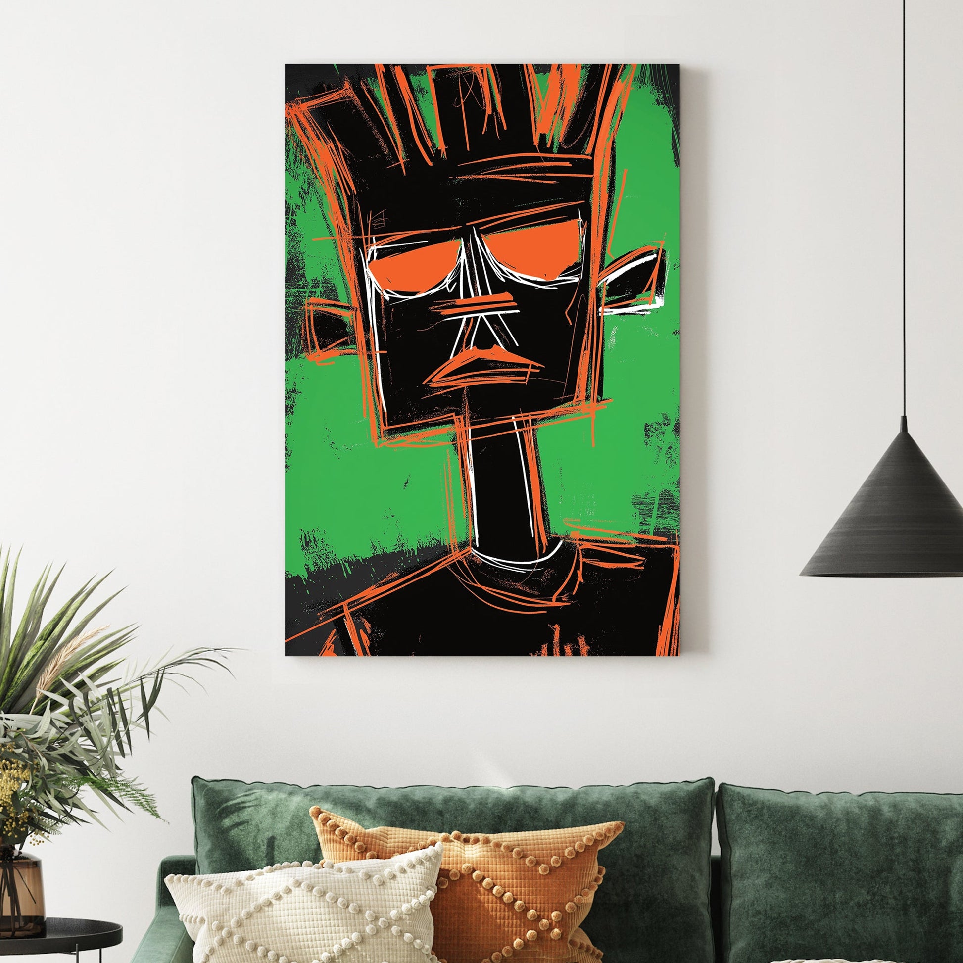 basquiat inspired abstract portrait wall art