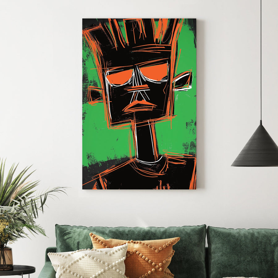basquiat inspired abstract portrait wall art