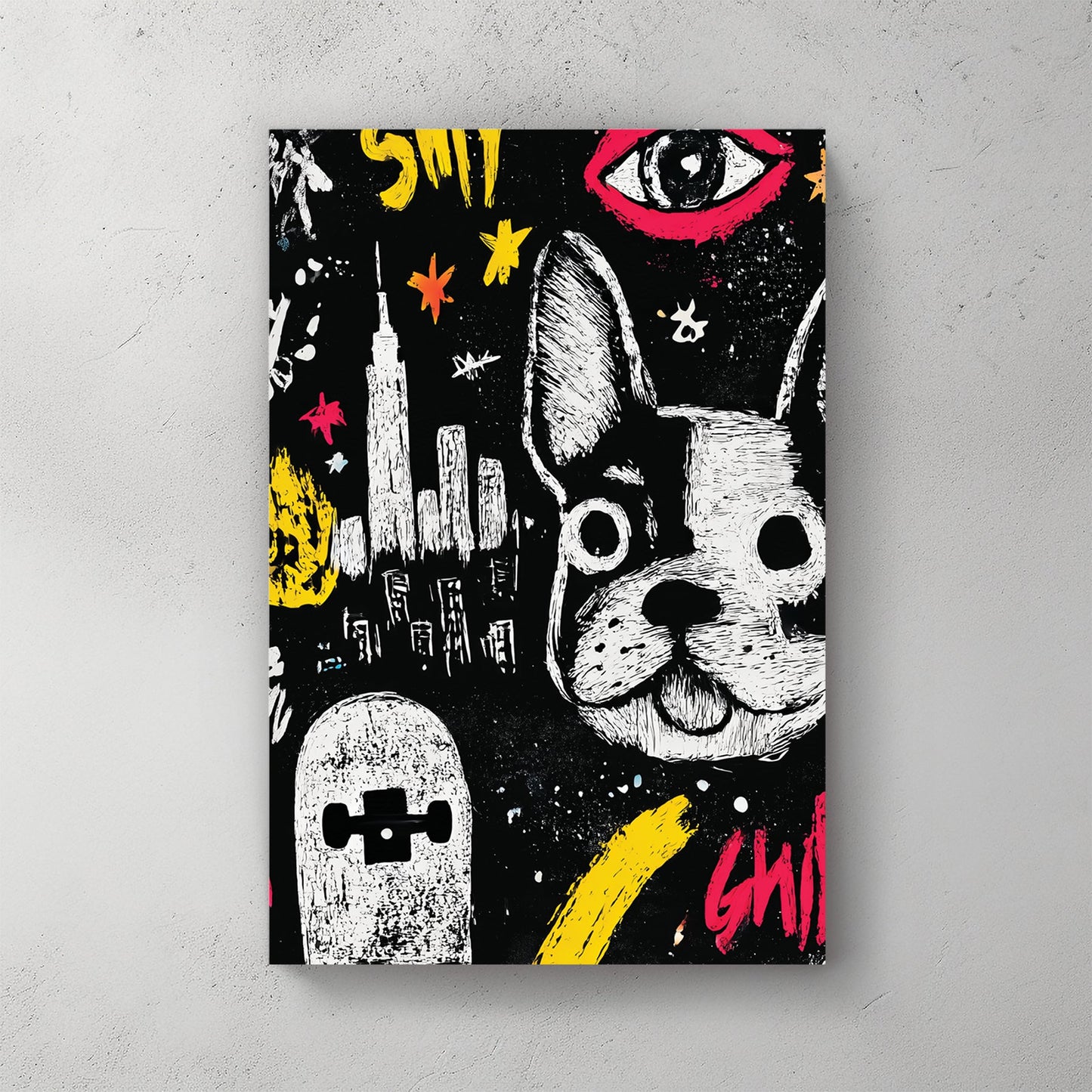 graffiti style french bulldog wall art