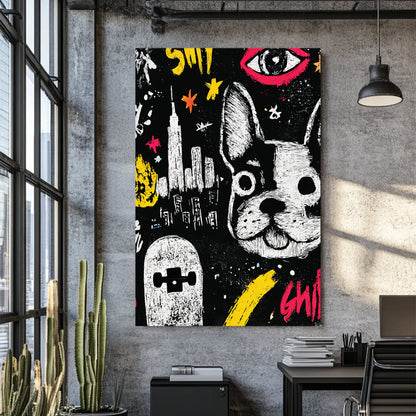 graffiti style french bulldog wall art