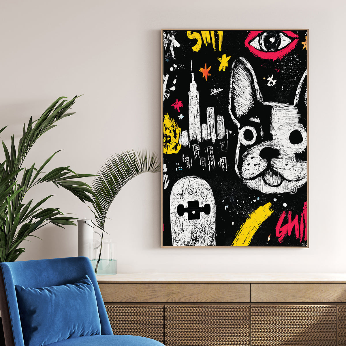 graffiti style french bulldog wall art